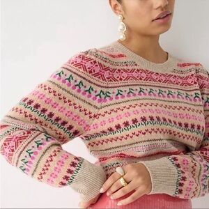 J CREW SPRING CHERRY FAIR ISLE CREWNECK